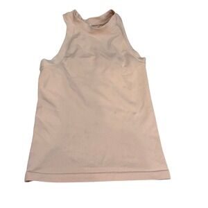 Athleta Aurora Seamless High Neck Ribbed Crop Tank Top Peach Pink XS